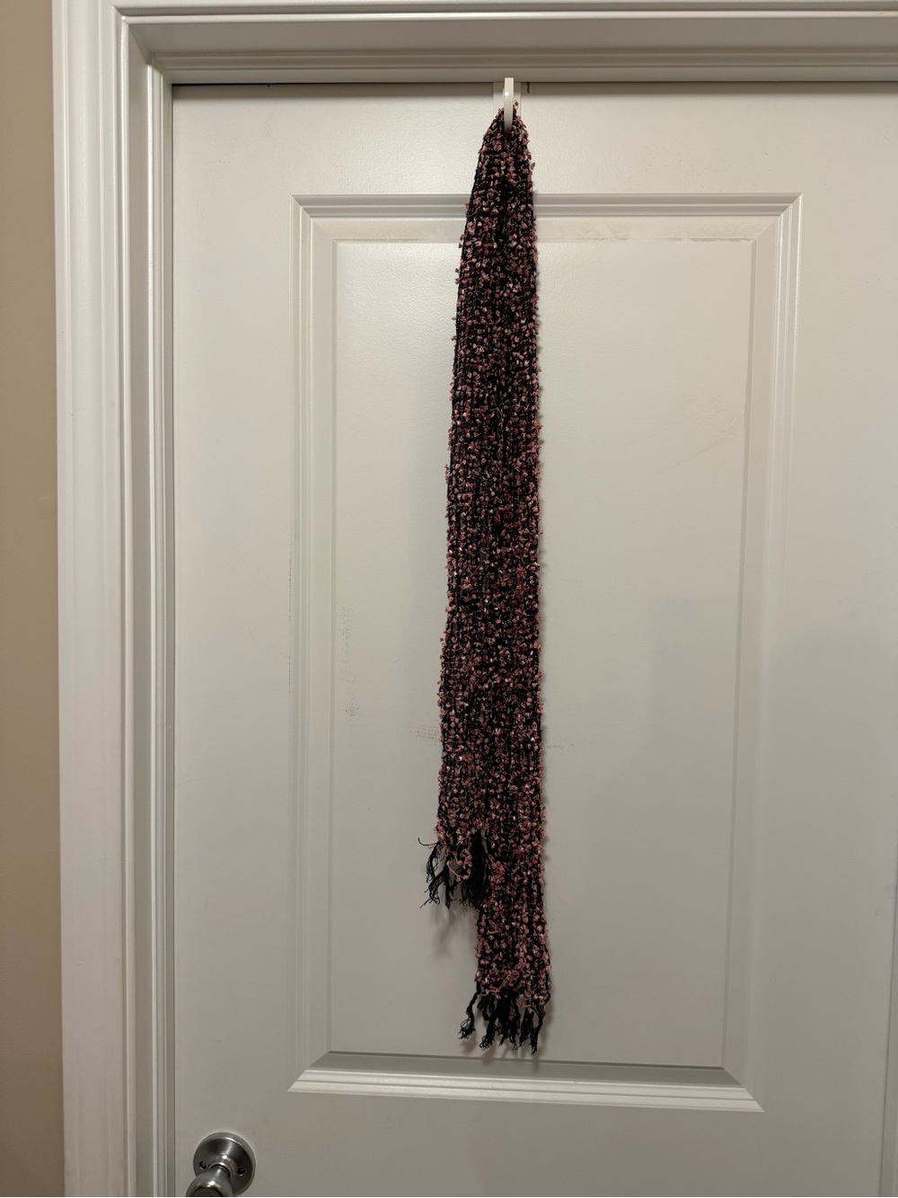 Cozy Black and Pink Knit Scarf - Women's Accessory